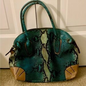 Venti Vegan Turquoise Snake Print Satchel Handbag